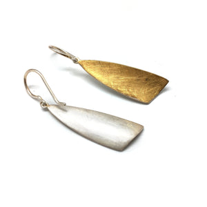 Silver and Gold Wedge Dangle Earrings-Earrings-Manuela Carl-Pistachios