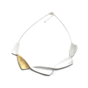 Silver and Gold Wedge Necklace-Necklaces-Manuela Carl-Pistachios