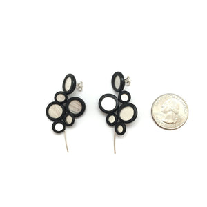 Silver and PVC Cluster Earrings-Earrings-Malgosia Kalinska-Pistachios