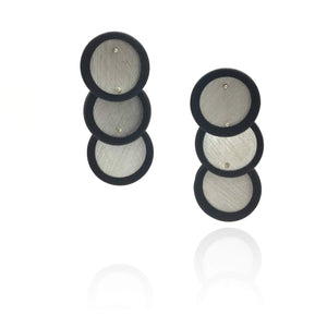 Silver and PVC Three Drop Earrings-Earrings-Malgosia Kalinska-Pistachios