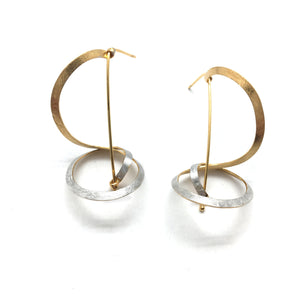 Silver/Gold Ribbon Twist Earrings-Earrings-Jacek Zdanowski-Pistachios