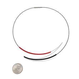 Single Strand Black & Red Anodized Aluminum Necklace-Necklaces-Ursula Muller-Pistachios