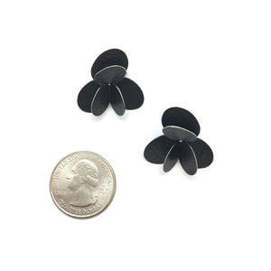 Small 3D Petal Earrings - Oxidized Silver-Earrings-Malgosia Kalinska-Pistachios