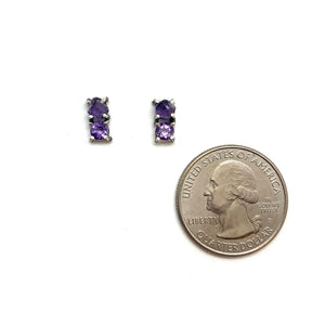 Small Double Amethyst Stud Earrings-Earrings-Joanna Gollberg-Pistachios