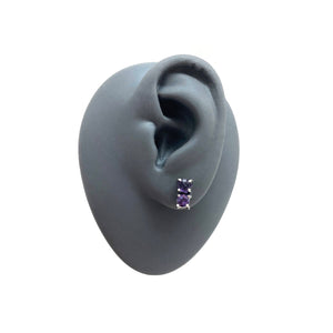 Small Double Amethyst Stud Earrings-Earrings-Joanna Gollberg-Pistachios