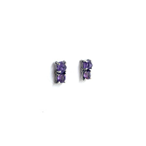 Small Double Amethyst Stud Earrings-Earrings-Joanna Gollberg-Pistachios