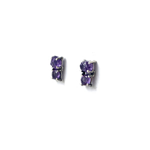 Small Double Amethyst Stud Earrings-Earrings-Joanna Gollberg-Pistachios