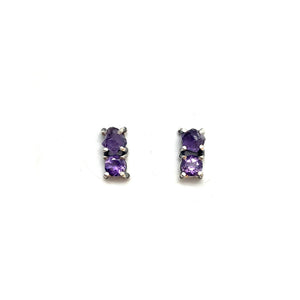 Small Double Amethyst Stud Earrings-Earrings-Joanna Gollberg-Pistachios