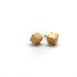 Small Gold Cube Studs-Earrings-Erich Durrer-Pistachios