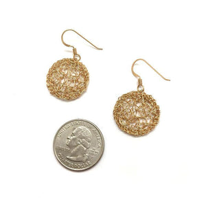 Small Gold Woven Circle Drops-Earrings-Kathryn Stanko-Pistachios