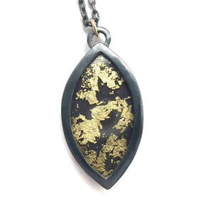 Small Gold and Black Pendant-Necklaces-Luana Coonen-Pistachios