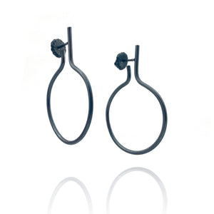 Small Oxidized Sterling Silver Hoops-Earrings-Gabrielle Desmarais-Pistachios