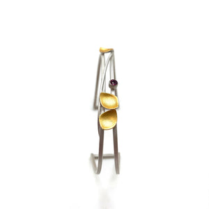 Small Petal Cuff - Silver with Garnet-Bracelets-Judith Neugebauer-Pistachios