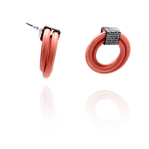 Small Wrapped Rubber and Mesh Hoops-Earrings-Sandra Salaices-Maple-Pistachios