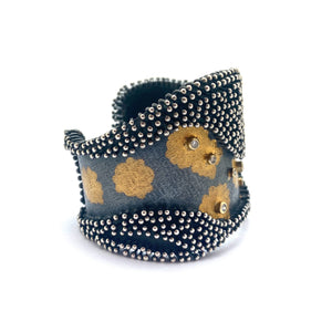 Statement Cuff with Gold and Diamonds-Bracelets-So Young Park-Pistachios
