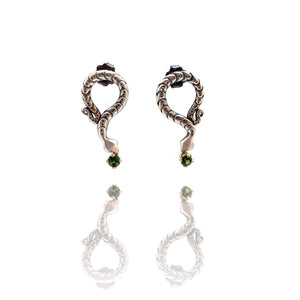 Sterling Silver Snake Earrings-Earrings-Luana Coonen-Pistachios
