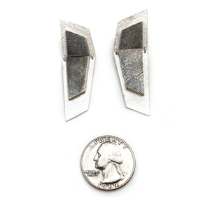 Sterling Silver and Oxidized Silver Geometric Hinged Earrings-Earrings-Heather Guidero-Pistachios
