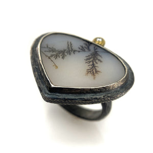 Teardrop Dendritic Agate Ring-Rings-Heather Guidero-Pistachios