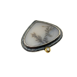 Teardrop Dendritic Agate Ring-Rings-Heather Guidero-Pistachios