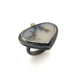 Teardrop Dendritic Agate Ring-Rings-Heather Guidero-Pistachios
