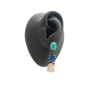 Three Stone Drop Earrings-Earrings-Joanna Gollberg-Pistachios