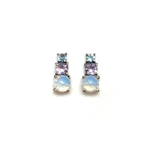 Three Stone Stud Earrings-Earrings-Joanna Gollberg-Pistachios
