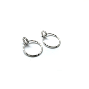 Tiny Diamond Dangle Hoops - Silver-Earrings-Manuela Carl-Pistachios