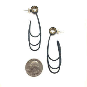 Triple Arabesque Loop Earrings - Black and Gold-Earrings-Jessica Armstrong-Pistachios