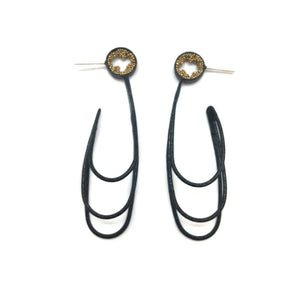 Triple Arabesque Loop Earrings - Black and Gold-Earrings-Jessica Armstrong-Pistachios