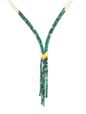 Turquoise Lariat Necklace-Necklaces-Bernd Wolf-Pistachios