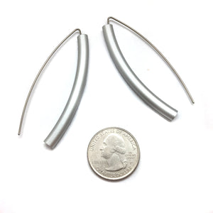 Wide Tube Silver Bow Earrings-Earrings-Ursula Muller-Pistachios
