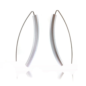 Wide Tube Silver Bow Earrings-Earrings-Ursula Muller-Pistachios