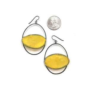 Yellow Axis Fiber Earrings-Earrings-Myung Urso-Pistachios