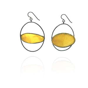 Yellow Axis Fiber Earrings-Earrings-Myung Urso-Pistachios