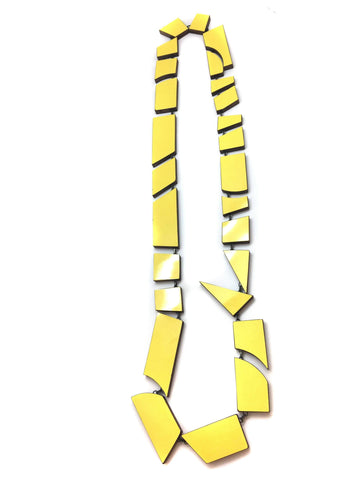 Yellow Wood and Laminate Necklace