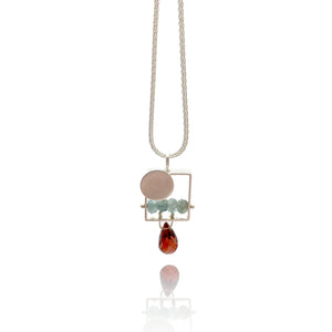 Zircon and Garnet Horizon Pendant-Necklaces-Ashka Dymel-Pistachios